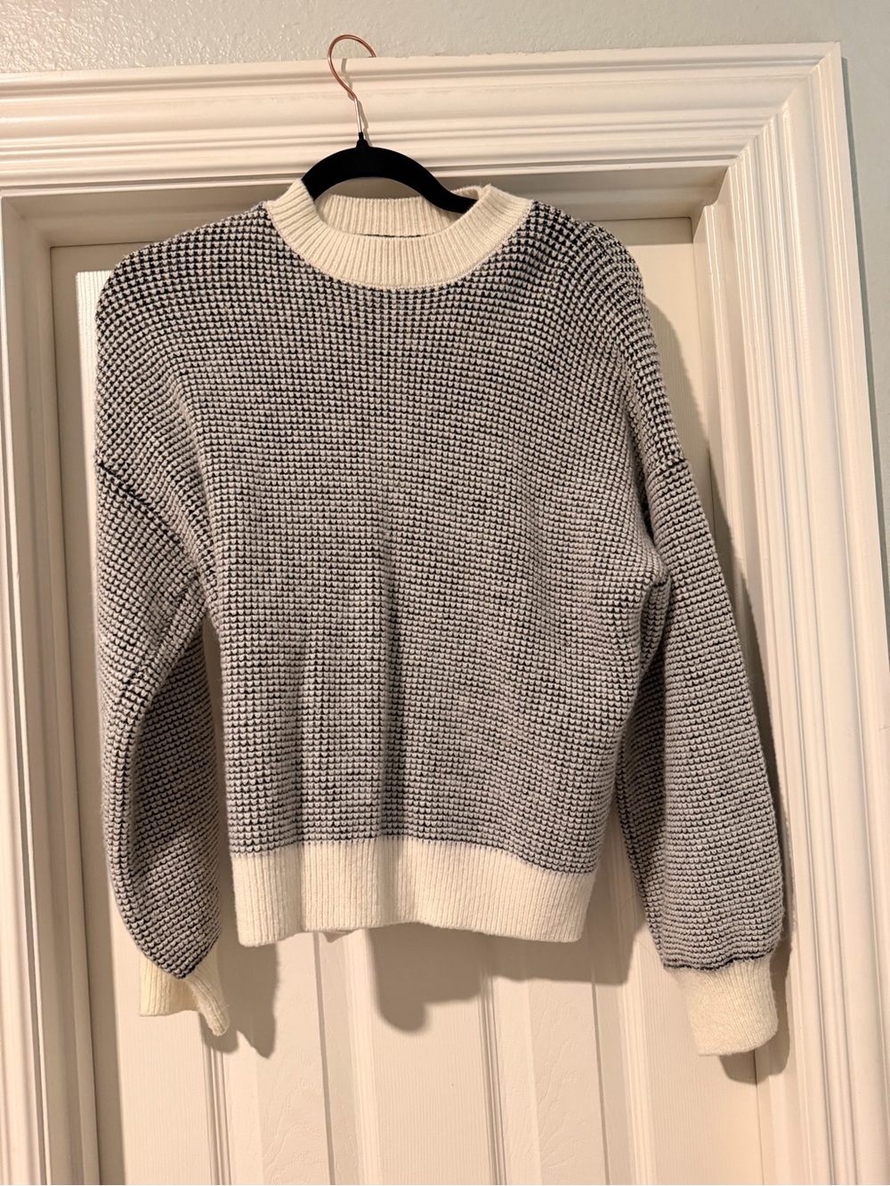 SHEIN Black & White Textured Turtleneck Sweater